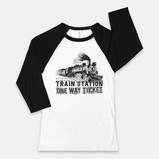 Train Station Baseball Tee